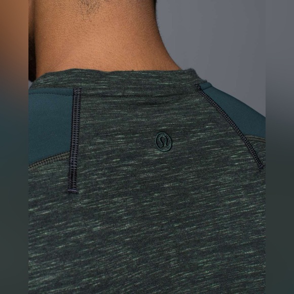 Mens Lululemon Transit Long Sleeve V Heathered Fuel Green / Fuel Green - Picture 4 of 13